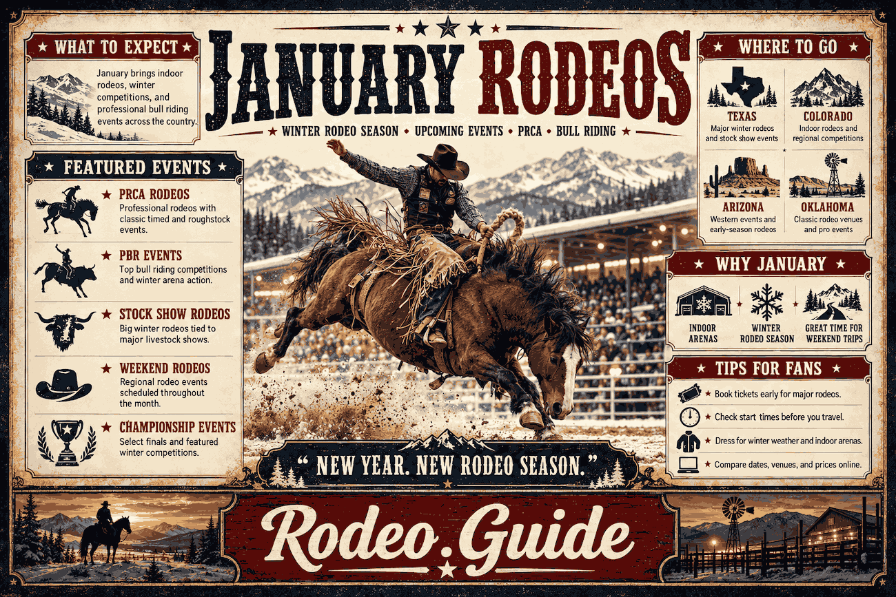 January rodeo guide featuring winter rodeos